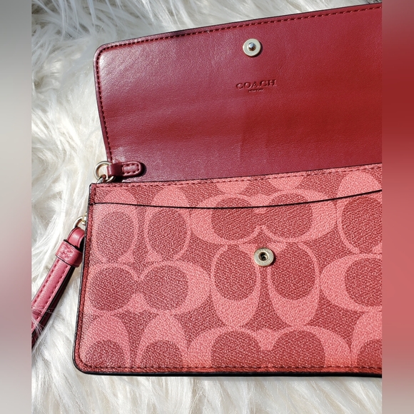 Coach Foldover Wristlet, Signature Canvas Leather, Colorblock - Picture 12 of 12